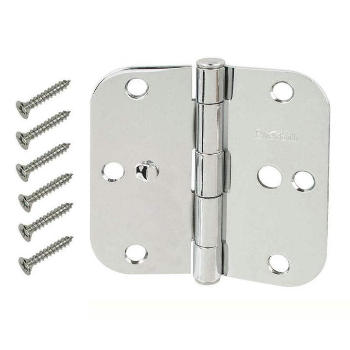 3-1/2 in. Chrome 5/8 in. Radius Security Door Hinges Value Pack (3-Pack)