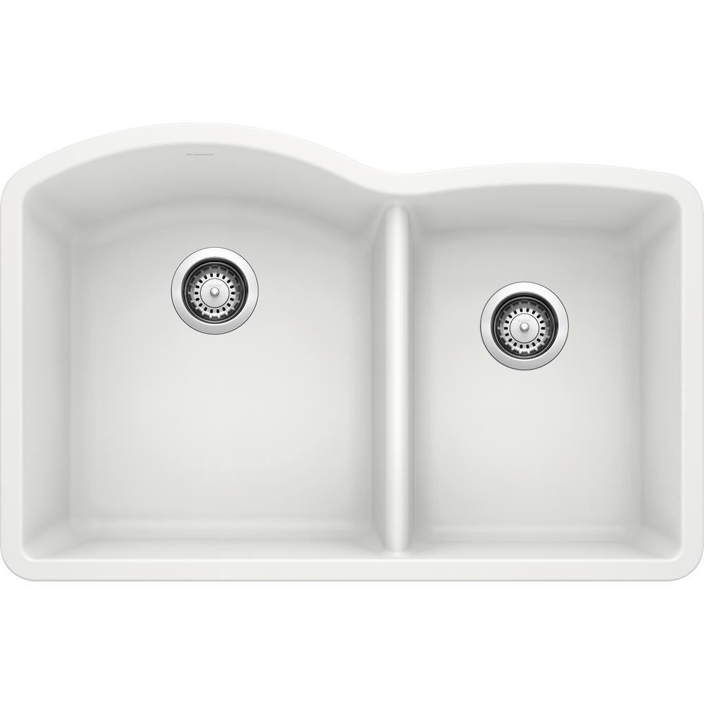 DIAMOND Undermount Granite Composite 32 in. 60/40 Double Bowl Kitchen Sink in Anthracite - Super Arbor