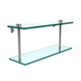 16 in. L x 8 in. H x 5 in. W 2-Tier Clear Glass Vanity Bathroom Shelf in Satin Brass - Super Arbor