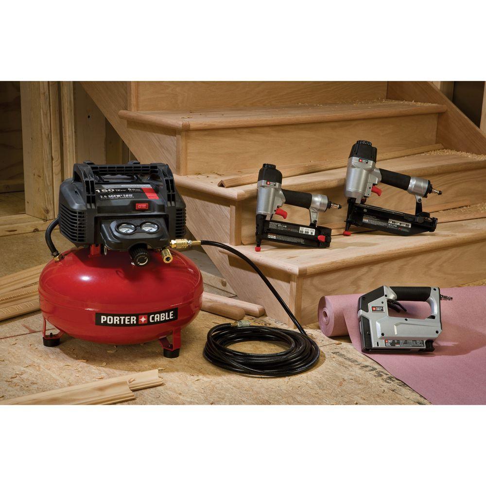 6 Gal. 150 PSI Portable Electric Air Compressor, 16-Gauge Nailer, 18-Gauge Nailer and 3/8 in. Stapler Combo Kit (3-Tool) - Super Arbor