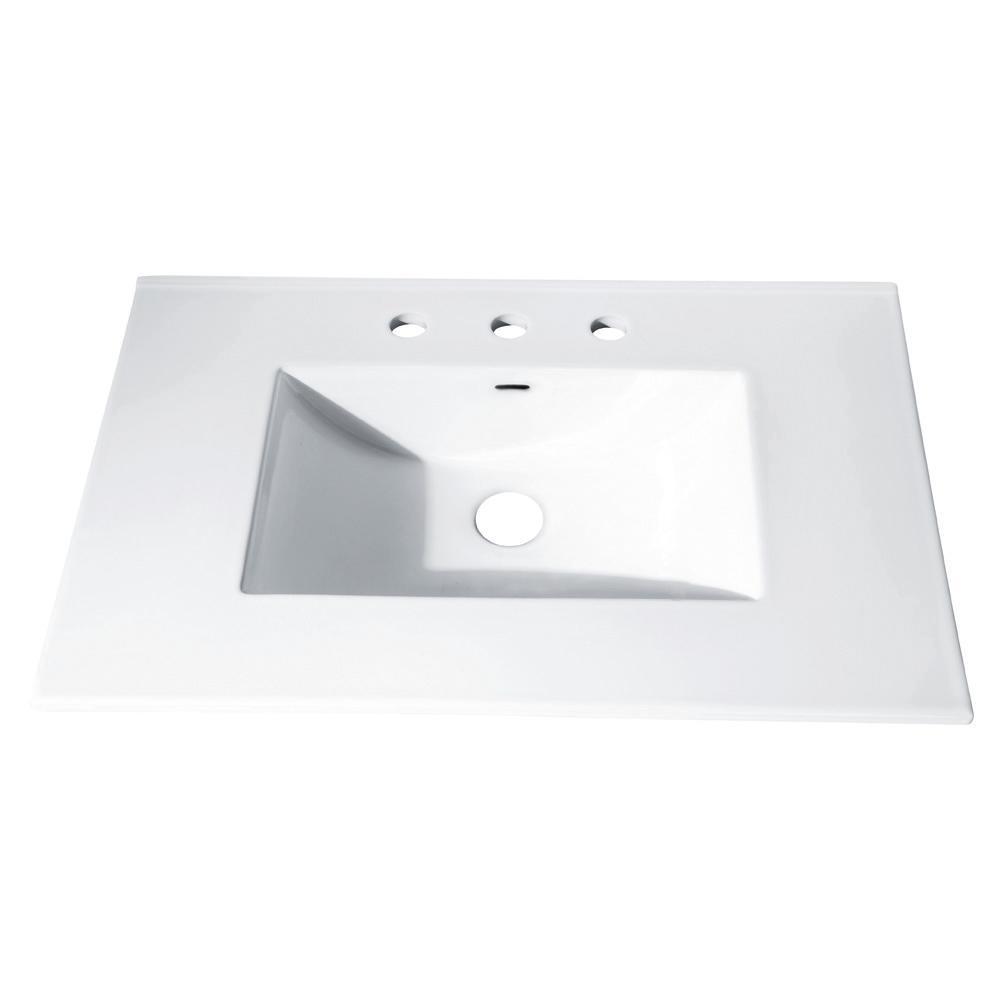 49 in. Vitreous China Vanity Top with Rectangular Bowl in White - Super Arbor