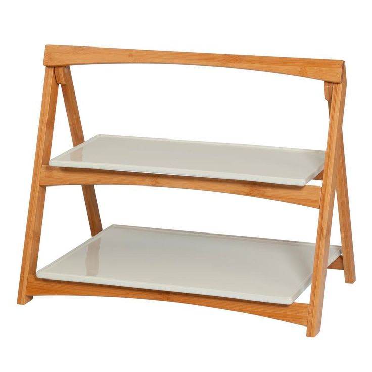 CreativeWare 2-Tiered 'TableStyles' Bamboo and Stoneware Folding Ladder Server