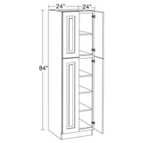 Home Decorators Collection Grayson 24 in. W x 24 in. D x 84 in. H Assembled Plywood Pantry Kitchen Cabinet in Mythic Blue with Soft Close