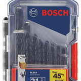 Bosch 21-Piece Assorted Black Oxide Coated HSS Twist Drill Bit Set