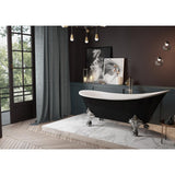 69 in. Acrylic Double Slipper Clawfoot Non-Whirlpool Bathtub in Glossy Black - Super Arbor