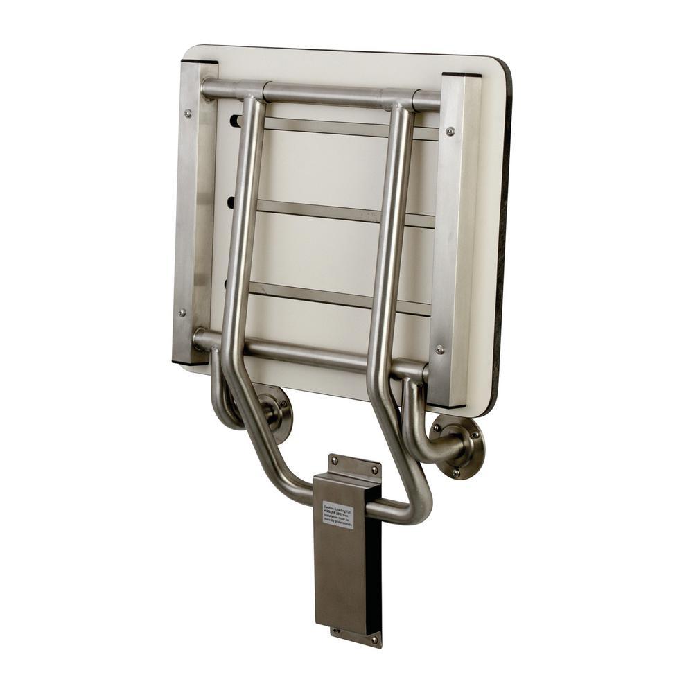 Adascape 18 in. x 16 in. WallMounted Fold Down Shower Seat in Brushed Stainless Steel ADA Compliant - Super Arbor