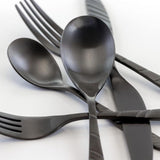 Gibbous 20-Piece Black Stainless Steel Flatware Set (Service for 4)
