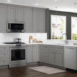 Home Decorators Collection Washington Veiled Gray Plywood Shaker Assembled Base Kitchen Cabinet FH 2 ROT Sft Cls R 15 in W x 24 in D x 34.5 in H
