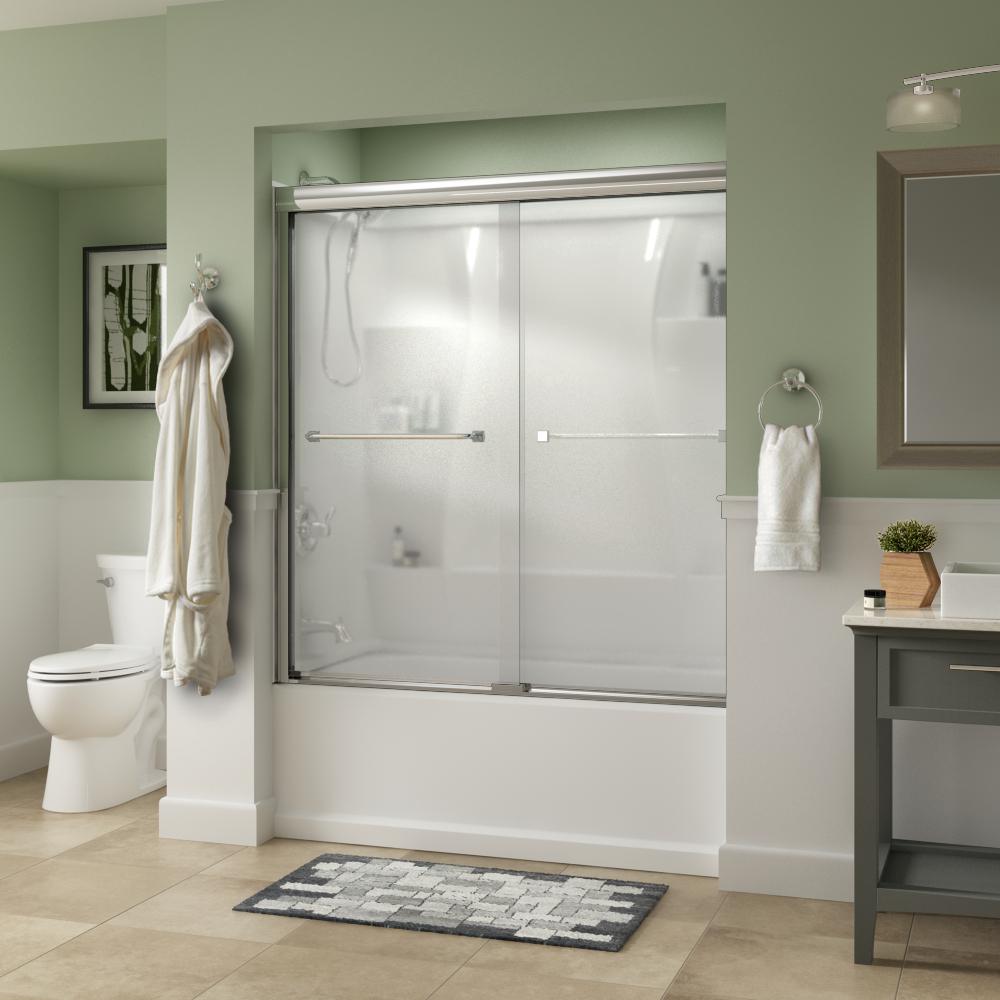 Everly 60 in. x 58-1/8 in. Traditional Semi-Frameless Sliding Bathtub Door in Bronze and 1/4 in. (6mm) Rain Glass - Super Arbor