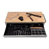 56 in. W x 24.5 in. D 5-Drawer 1-Door Tool Chest Mobile Workbench with Solid Wood Top in Matte Gray
