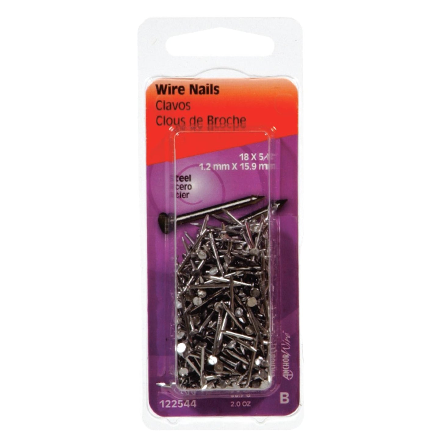 Hillman 18 Ga x 5/8 in Bright Steel Wire Nails, 1-Pack, 2 oz