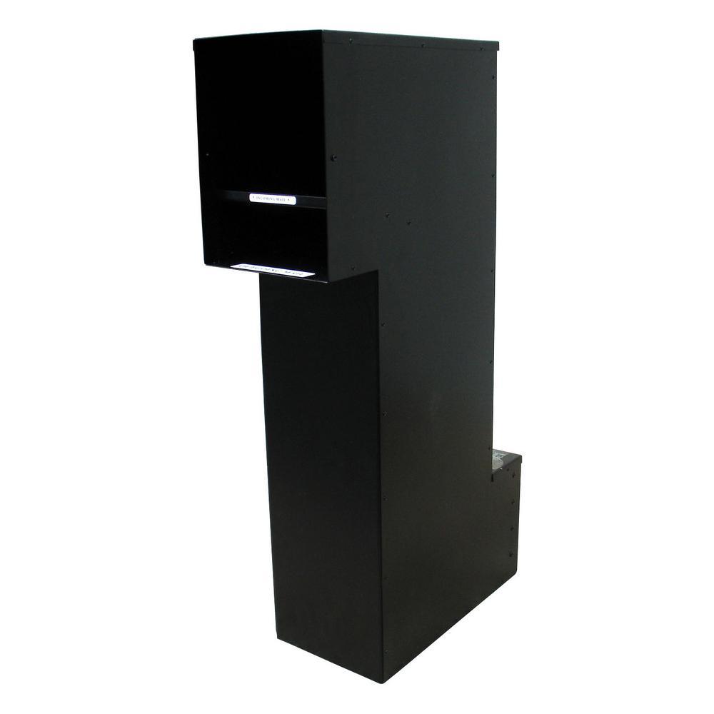 Manchester Black with Silver Antiqued Fleur De Lis Column Mount Locking Mailbox - Super Arbor