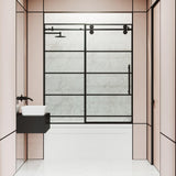Elan 60 in. x 66 in. Frameless Sliding Tub Door in Matte Black and Clear Glass - Super Arbor