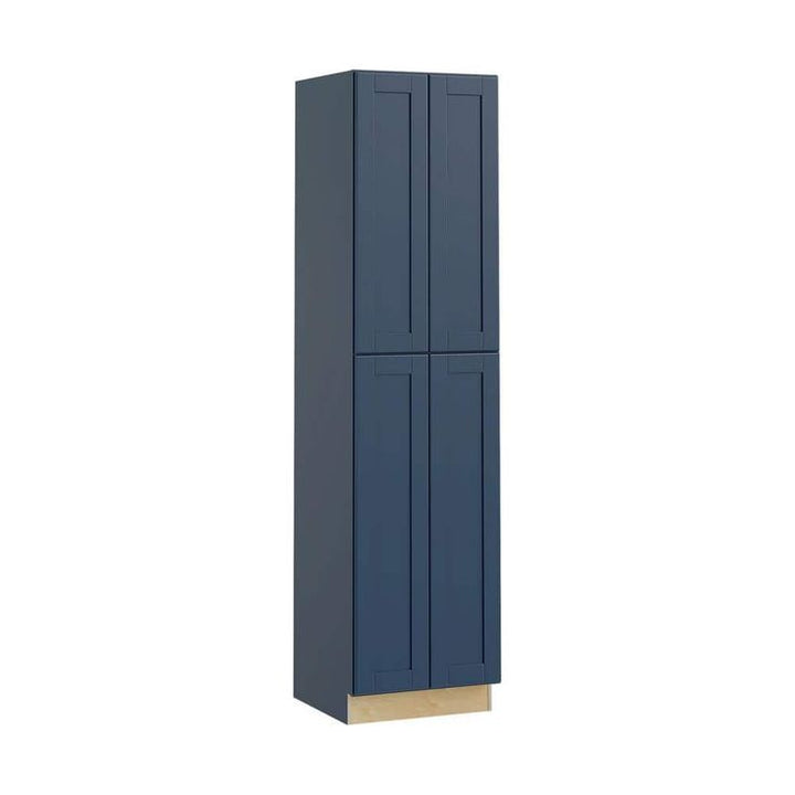 Home Decorators Collection Washington Vessel Blue Plywood Shaker Assembled Utility Pantry Kitchen Cabinet Soft Close 24 in W x 24 in D x 96 in H
