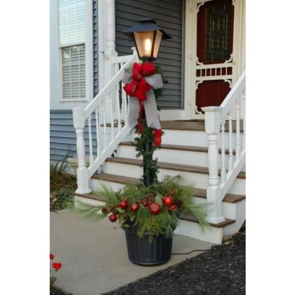 Cape Cod Plug-In Outdoor Black Post Lantern with Planter