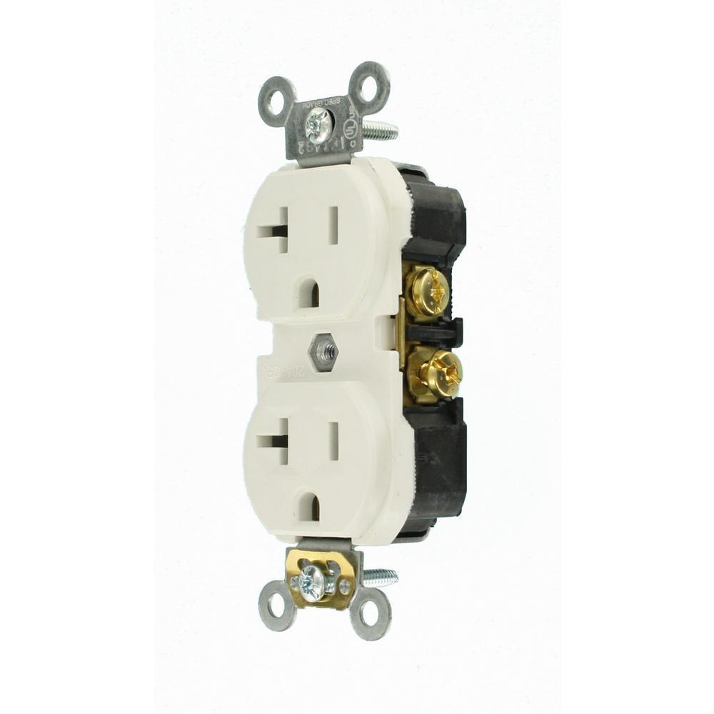 20 Amp Commercial Grade Duplex Outlet, White (10-Pack) - Super Arbor