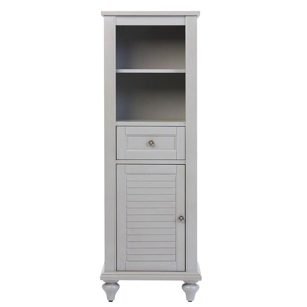 Hamilton 18 in. W x 52-1/2 in. H Bathroom Linen Cabinet in Ivory - Super Arbor