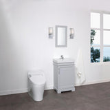 Vanity Art Hallcrest 20 in. W x 16 in. D Vanity in Misty Grey with Integrated Vanity Top in White with White Sink and Mirror