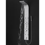 65 in. 8-Jet Rainfall Shower Panel System with Rainfall Waterfall Shower Head and Shower Wand in Stainless Steel