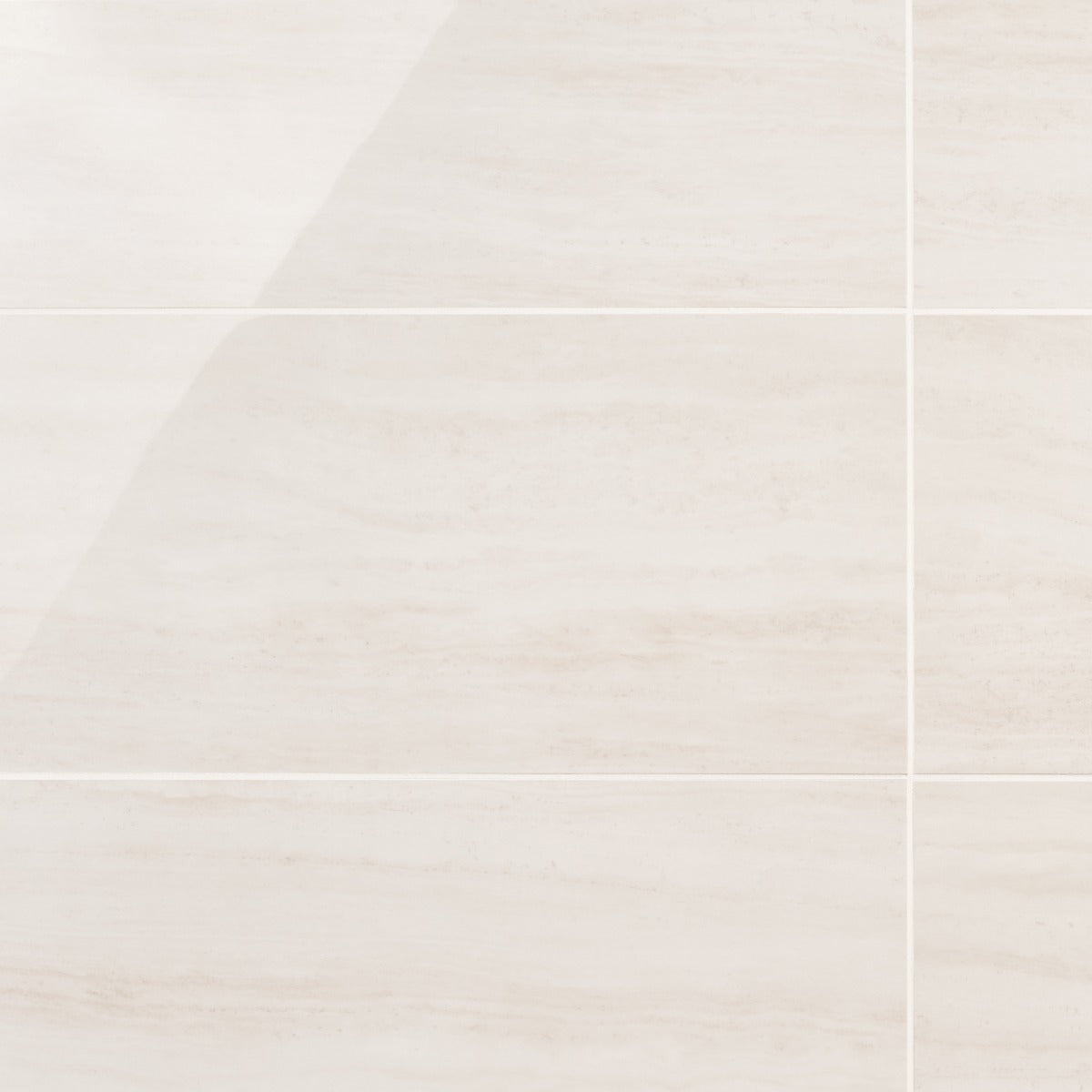 Nashville White 12x24 Polished Porcelain Tile - Travertine Look