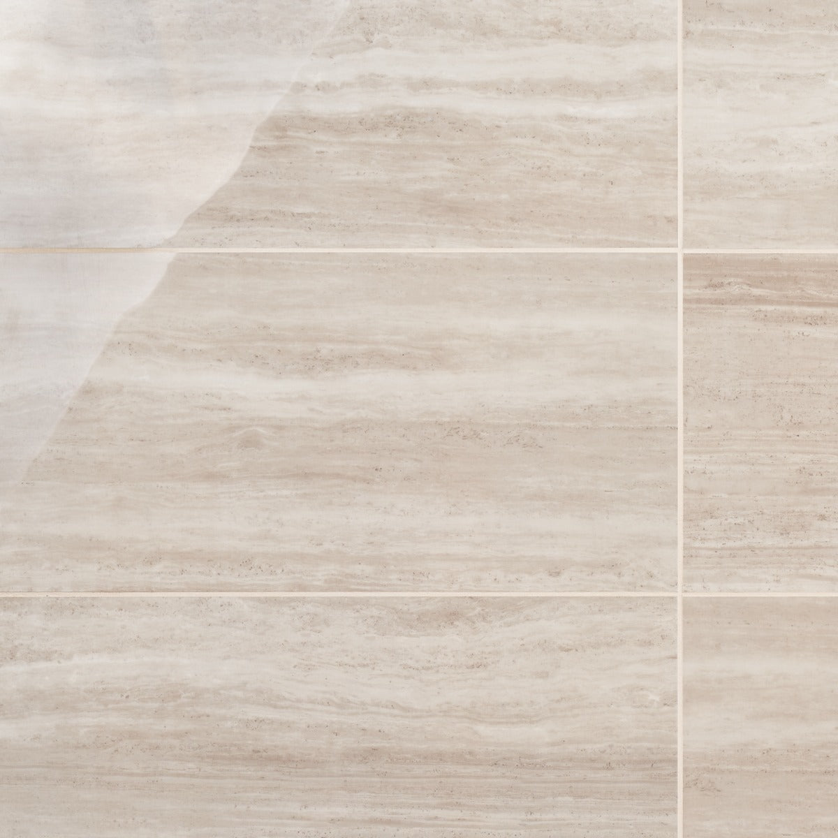 Nashville Taupe Beige 12x24 Polished Porcelain Tile - Travertine Look