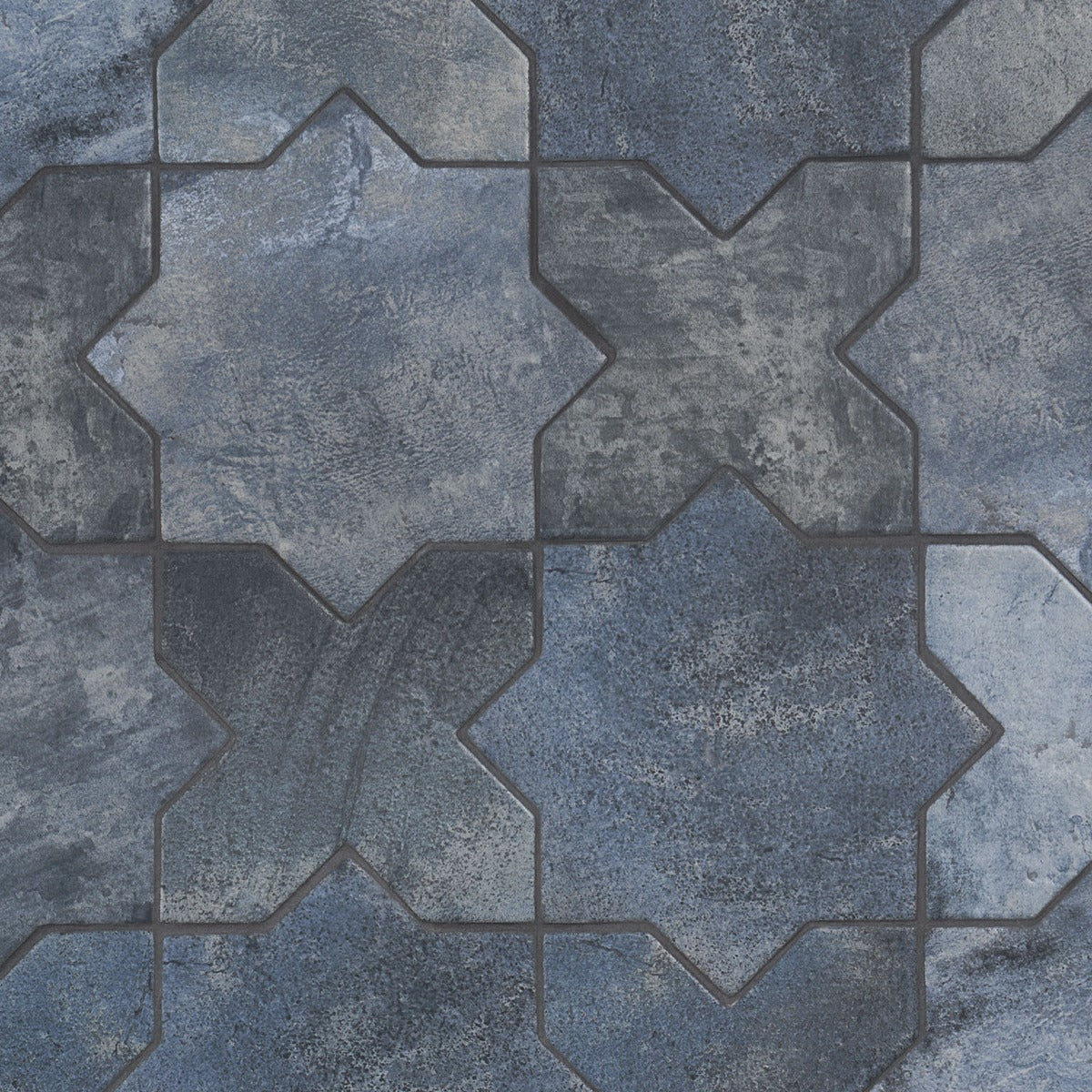 Parma Denim Blue Matte Star and Cross 6" Terracotta Look Porcelain Tile
