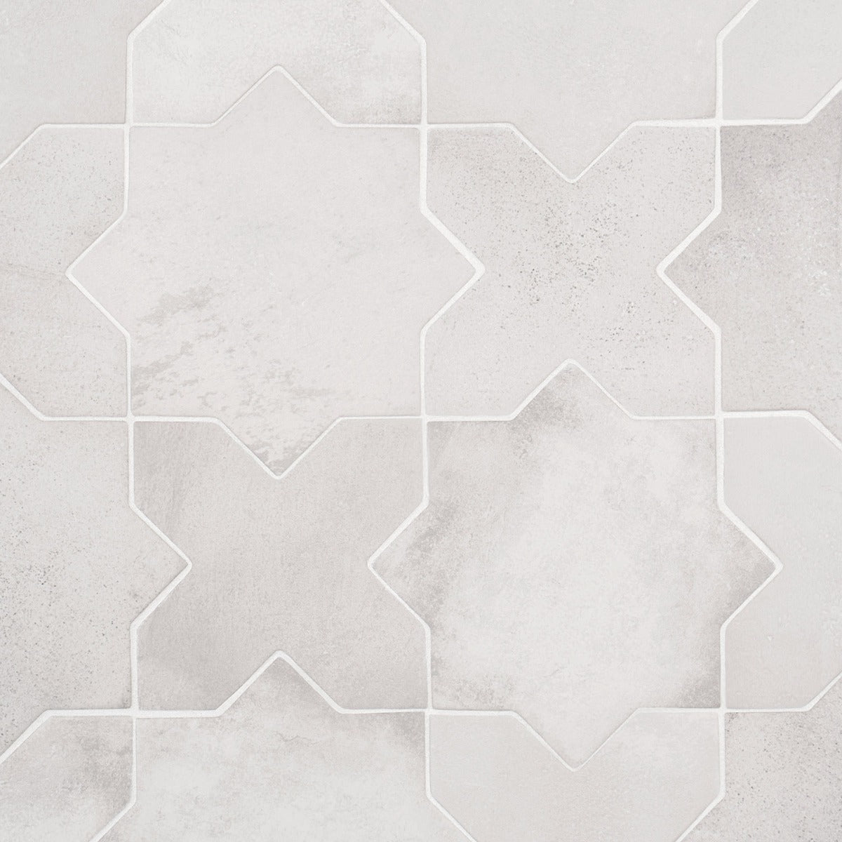 Parma White Matte Star and Cross 6" Terracotta Look Porcelain Tile