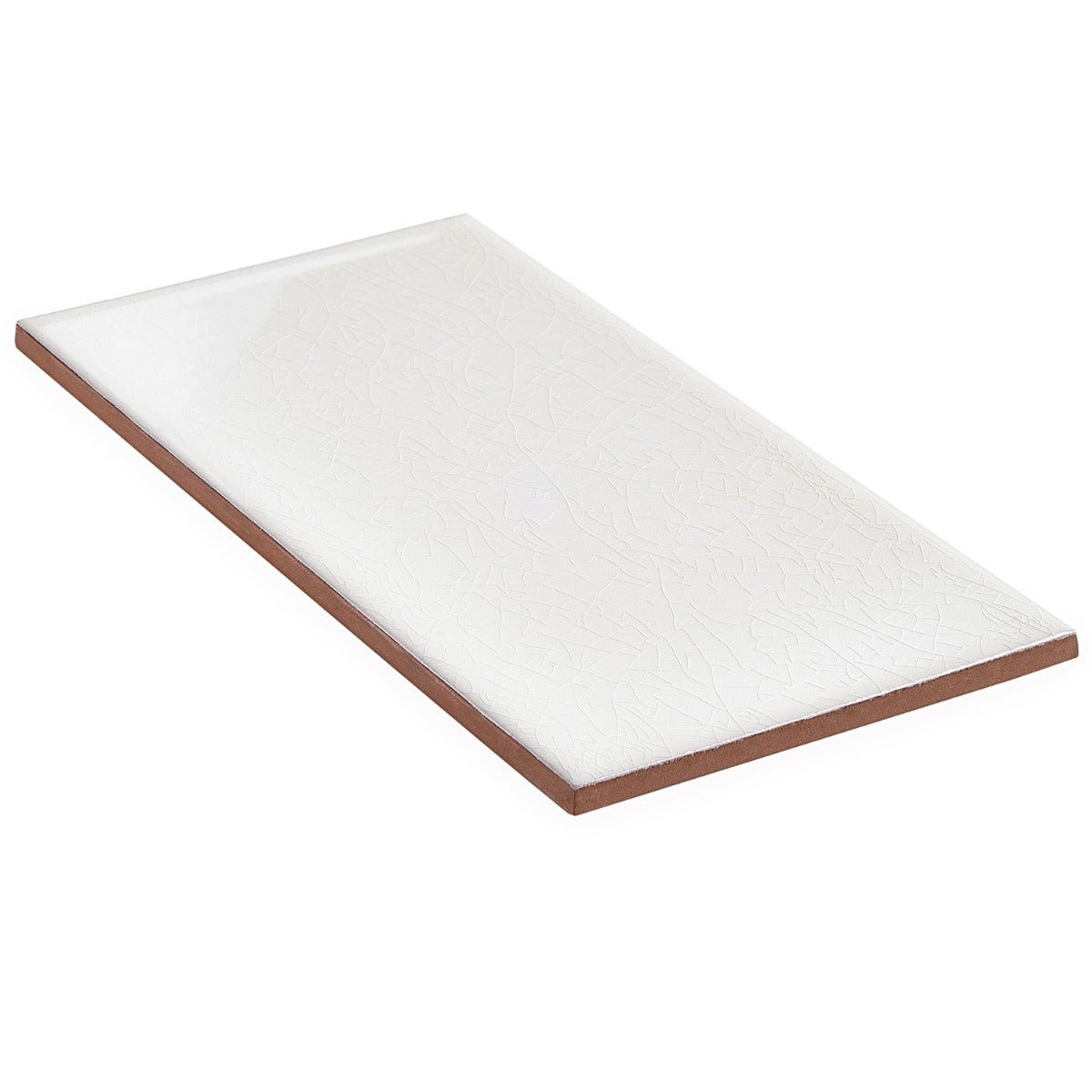 Seaside Cotton White Crackled Glossy Ceramic Tile - 4x8