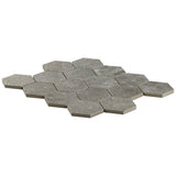 Lux Tile New Rock Fossil Dark Gray 3" Hexagon Matte Porcelain Mosaic Tile