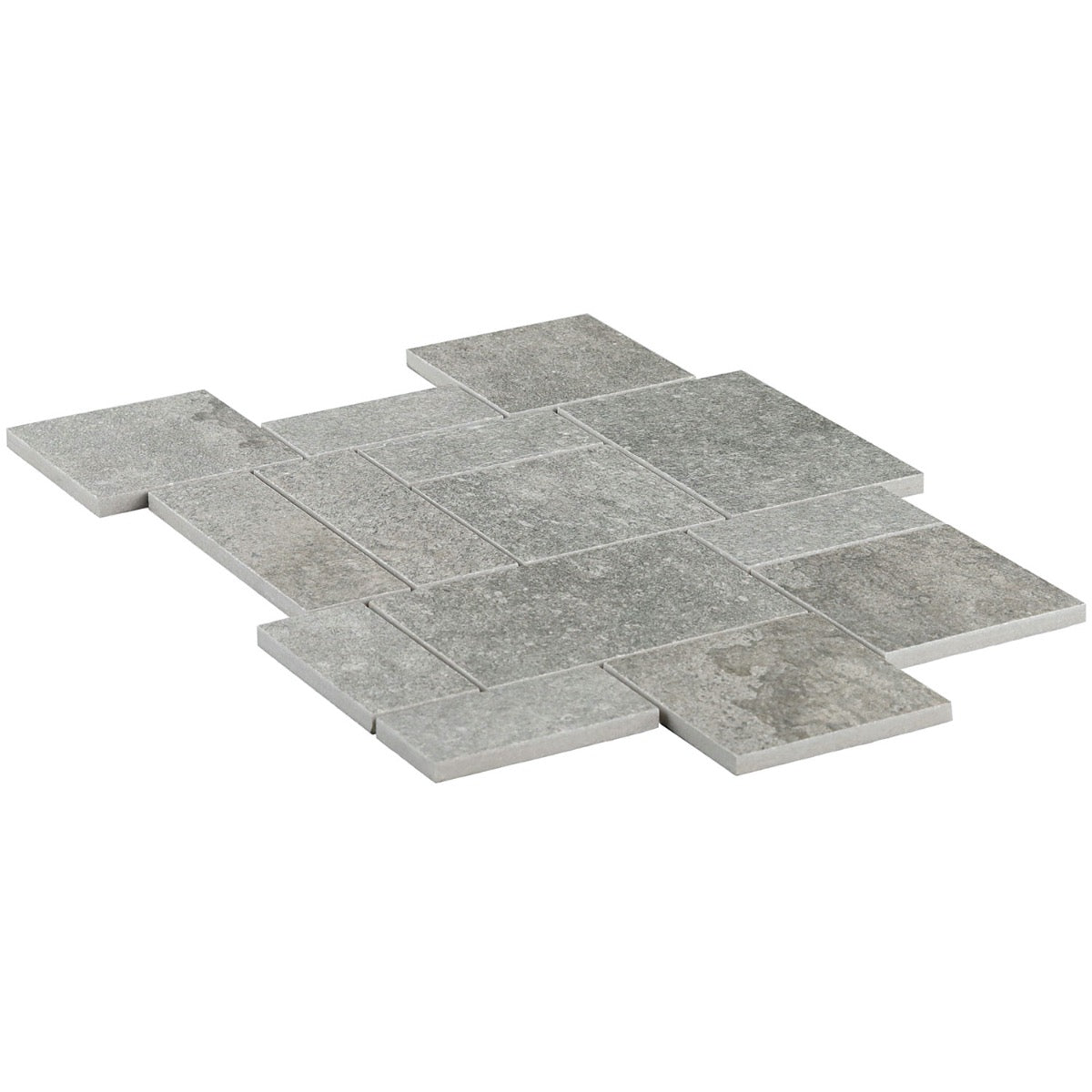 Acadia French Pattern Gray Porcelain Mosaic Tile - Lux Tile