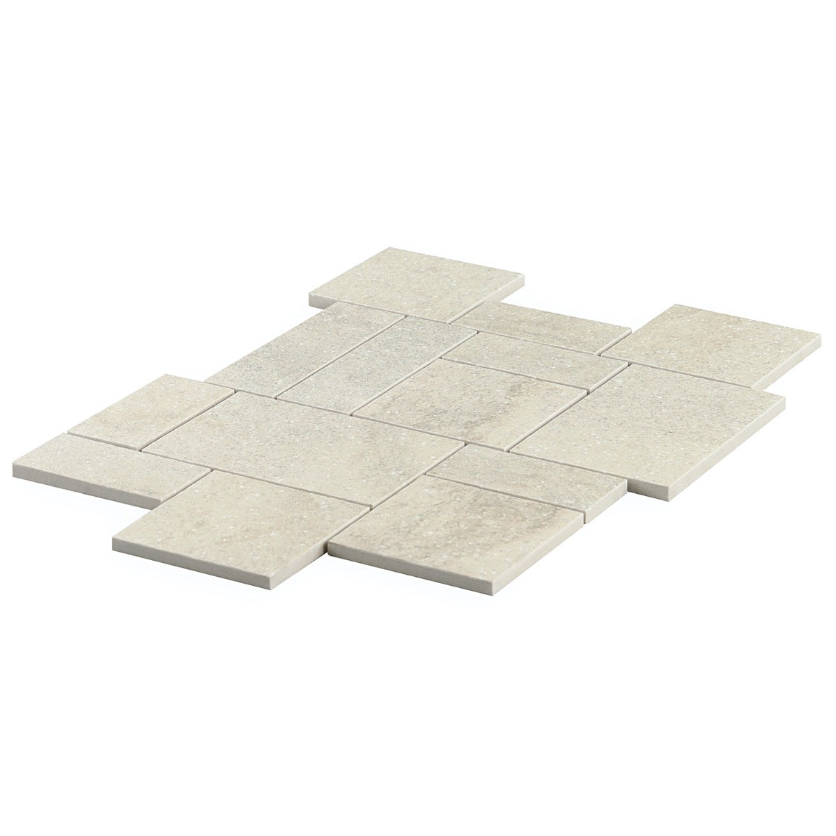 Acadia French Pattern Linen White Matte Porcelain Mosaic Tile - Tilebar