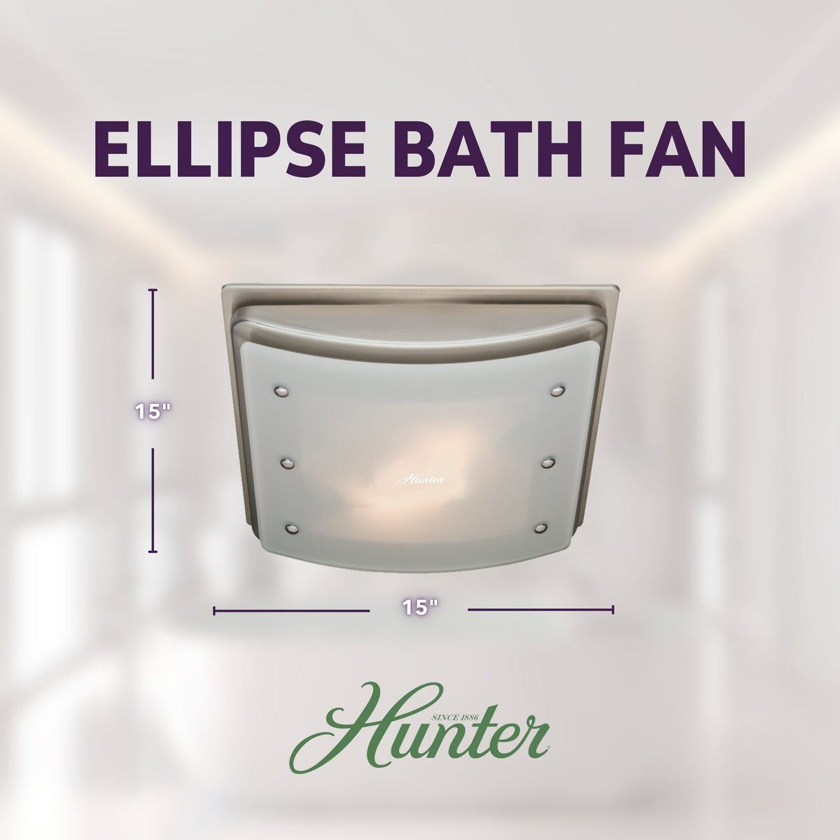 Hunter Ellipse Decorative 100 CFM Bathroom Ventilation Fan with Light and Night-Light in Imperial Bronze, 15" x 15"