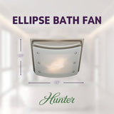 Hunter Ellipse Decorative 100 CFM Ceiling Bathroom Exhaust Fan with Light and Night Light, 15" x 15"
