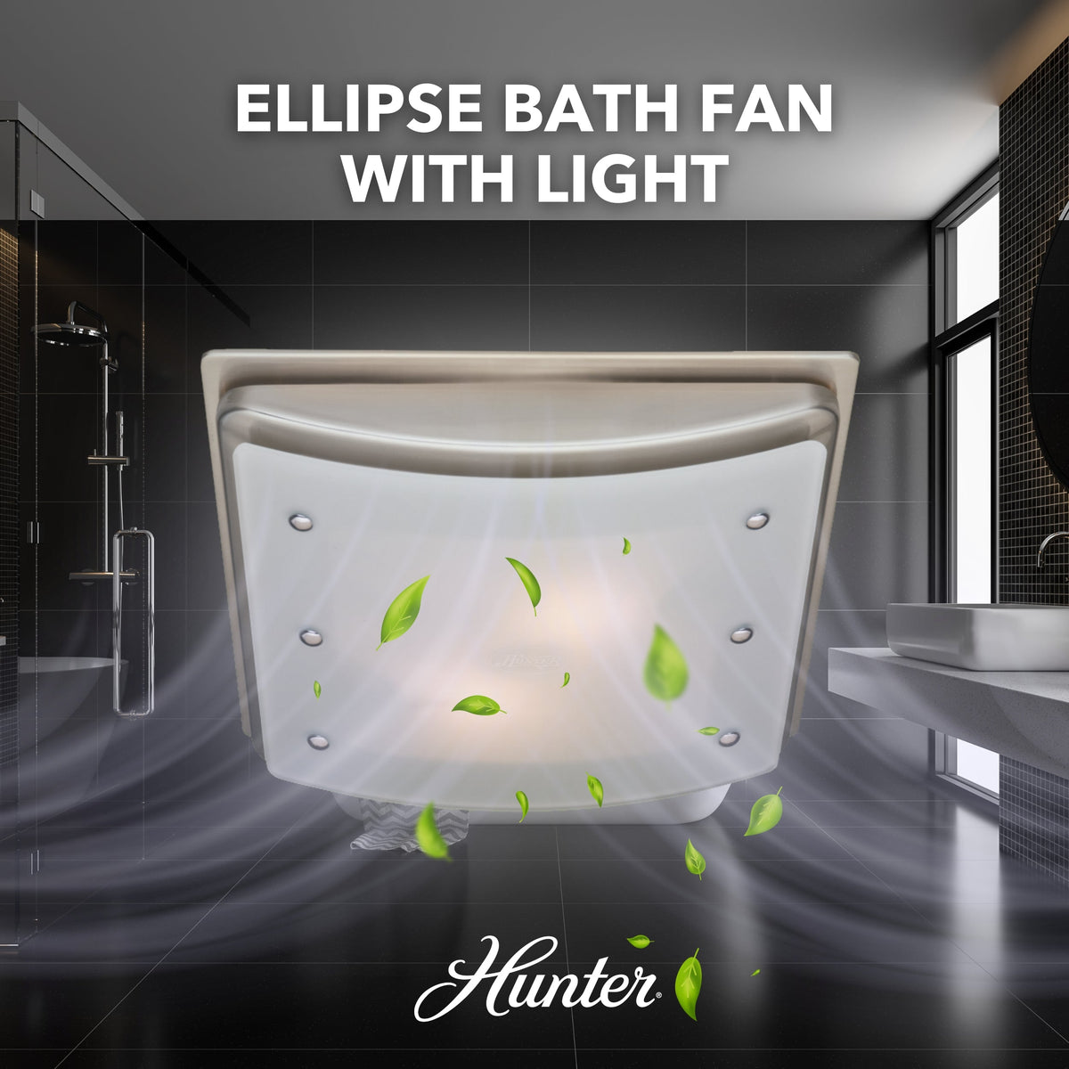 Hunter Ellipse Decorative 100 CFM Bathroom Ventilation Fan with Light and Night-Light in Imperial Bronze, 15" x 15"