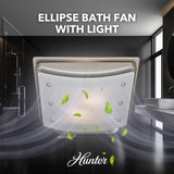 Hunter Ellipse Decorative 100 CFM Ceiling Bathroom Exhaust Fan with Light and Night Light, 15" x 15"