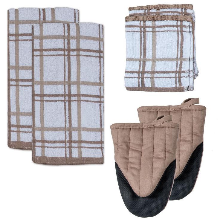 Kitchen Basics Cotton Taupe Kitchen Textiles (Set of 8)