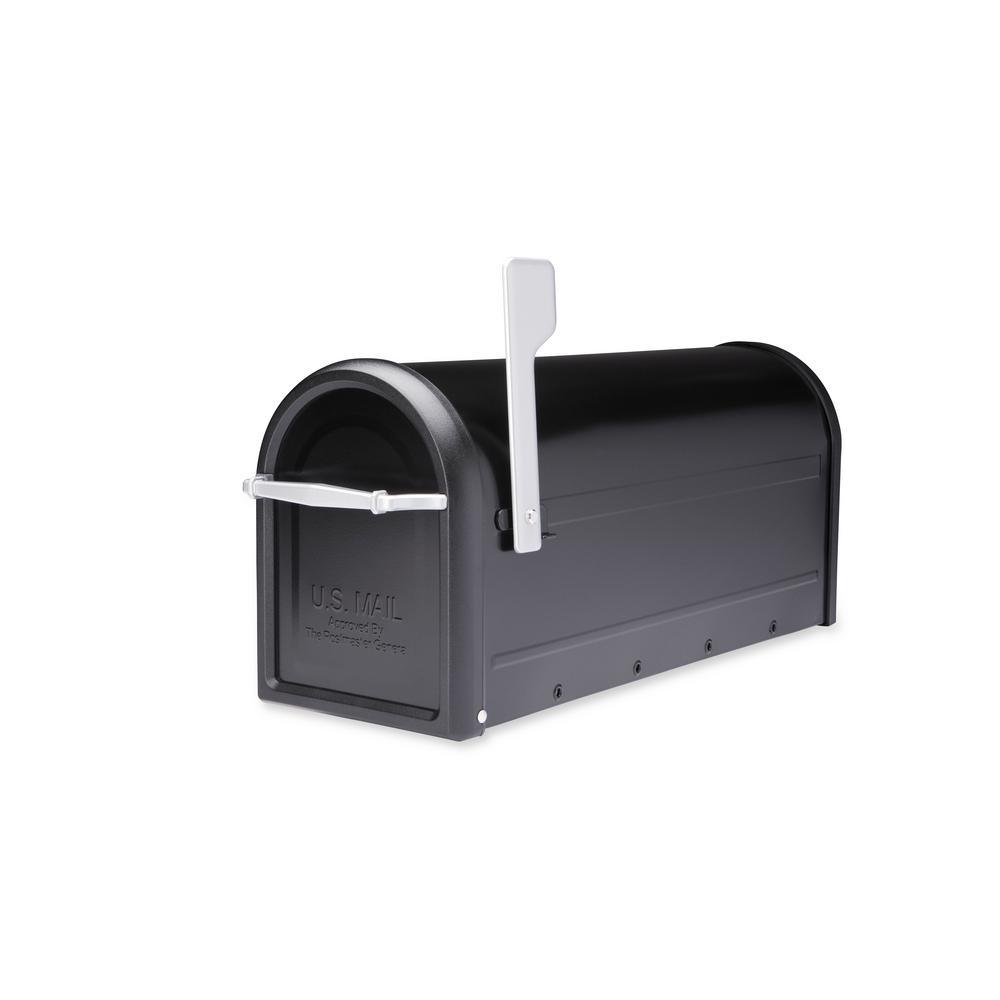 Chadwick Nickel Accents Black Post Mount Mailbox - Super Arbor