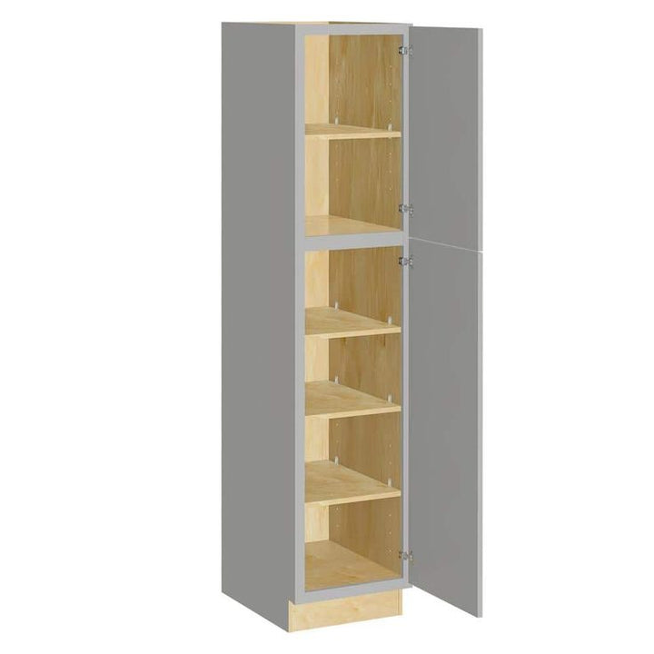 Home Decorators Collection Grayson 18 in. W x 24 in. D x 90 in. H Assembled Plywood Pantry Kitchen Cabinet in Pearl Gray with Soft Close RH