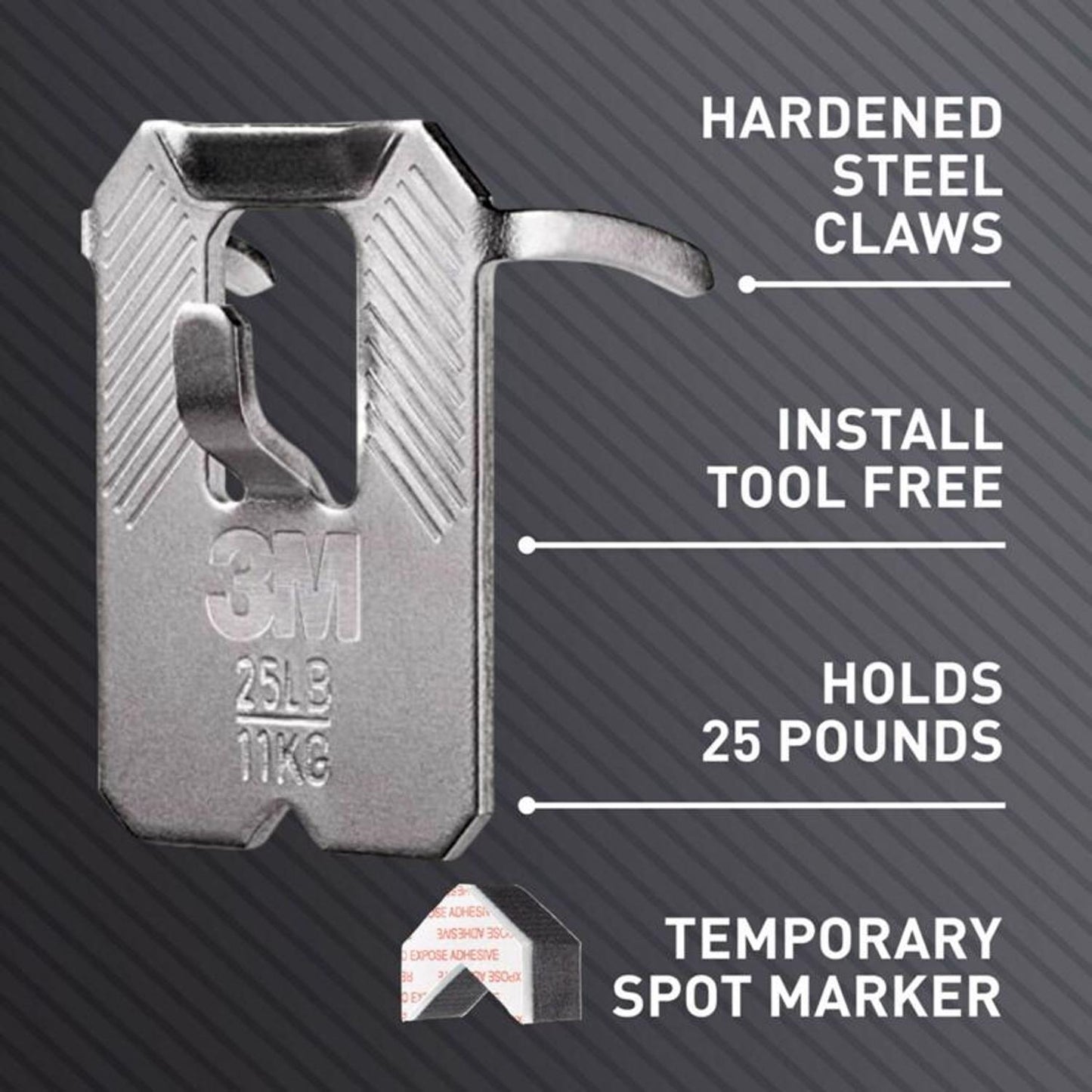 3M Claw Silver Drywall Picture Hanger, 25 lb Capacity, 1 Pack