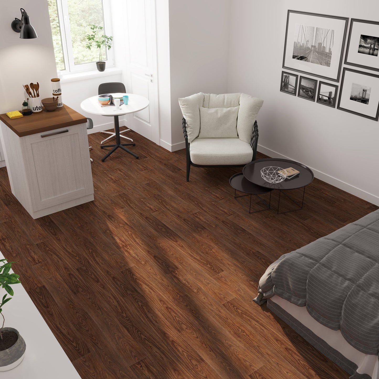 Lucida USA BaseCore Chestnut 6-in x 36-in x 2-mm Waterproof Peel-and-Stick Luxury Vinyl Plank Flooring, 12-mil Wear Layer (54 sq ft/Box)