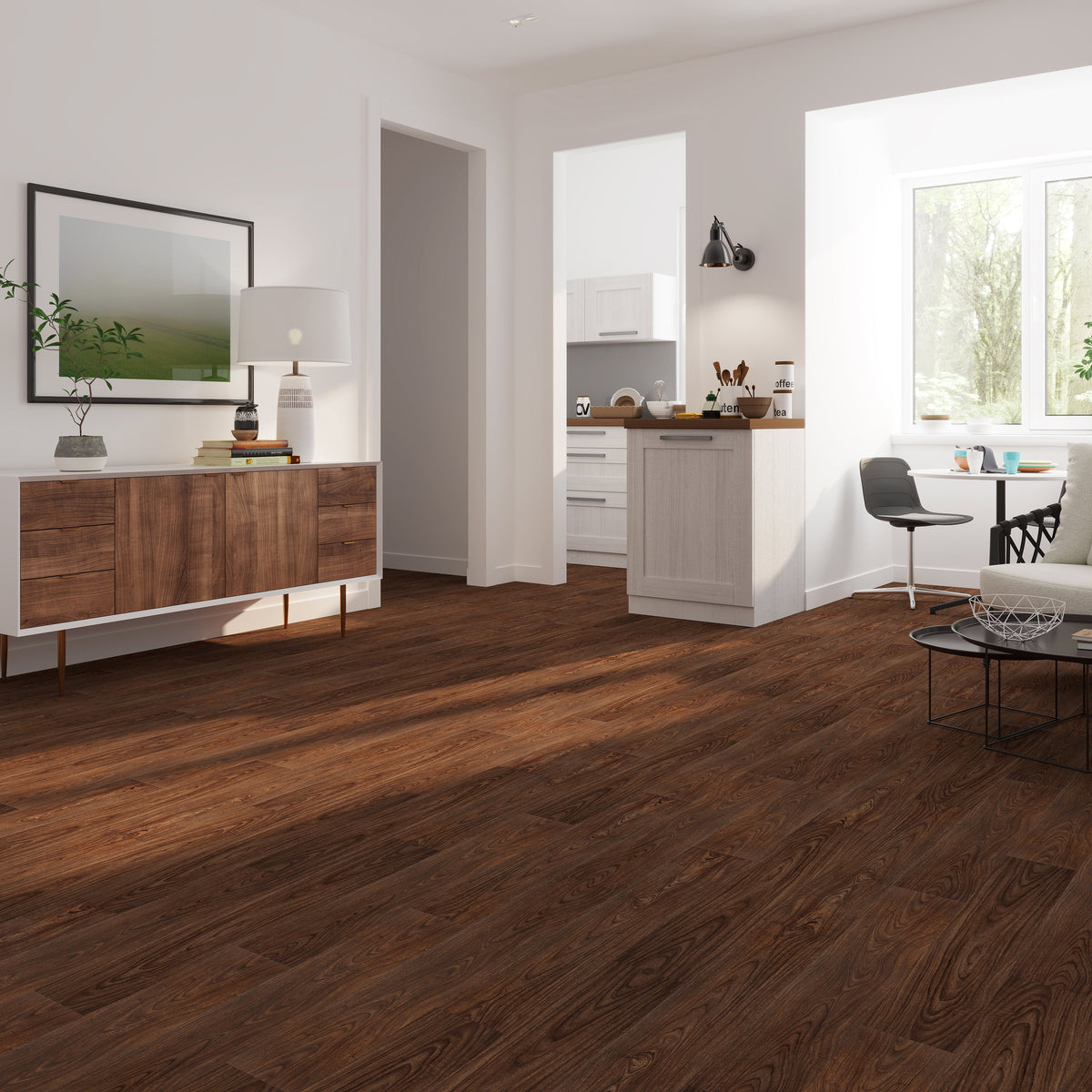 Lucida USA BaseCore Chestnut 6-in x 36-in x 2-mm Waterproof Peel-and-Stick Luxury Vinyl Plank Flooring, 12-mil Wear Layer (54 sq ft/Box)