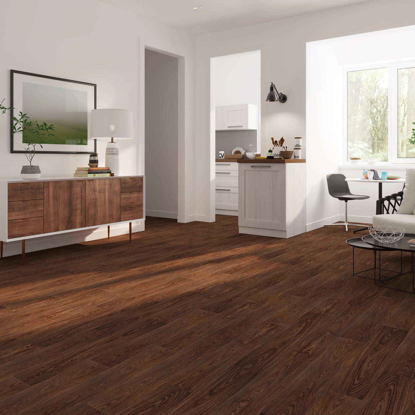 Lucida USA BaseCore Chestnut 6-in x 36-in x 2-mm Waterproof Peel-and-Stick Luxury Vinyl Plank Flooring, 12-mil Wear Layer (54 sq ft/Box)