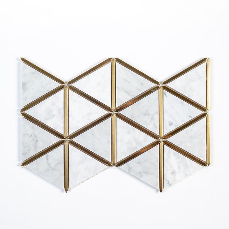 Jeff Lewis Larchmont Metallic 8.5 in. x 14.5 in. x 8 mm Geometric Marble with Metal Mosaic Tile