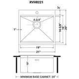 21 x 20 in. RV Workstation Drop-In Topmount Bar Prep Kitchen Sink 16-Gauge Stainless Steel