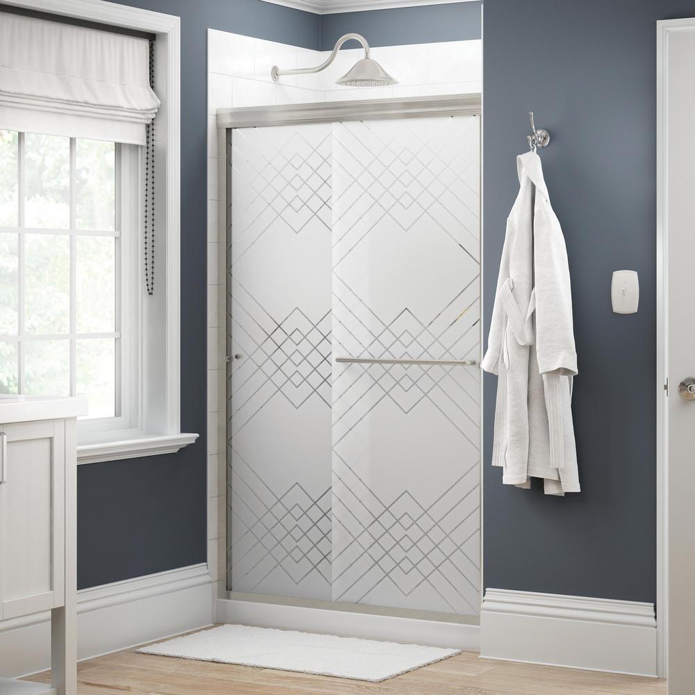 Simplicity 48 in. x 70 in. Semi-Frameless Traditional Sliding Shower Door in Bronze with Niebla Glass - Super Arbor