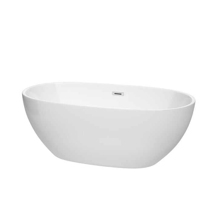 Juno 5.3 ft. Acrylic Flatbottom Non-Whirlpool Bathtub in White with Polished Chrome Trim - Super Arbor