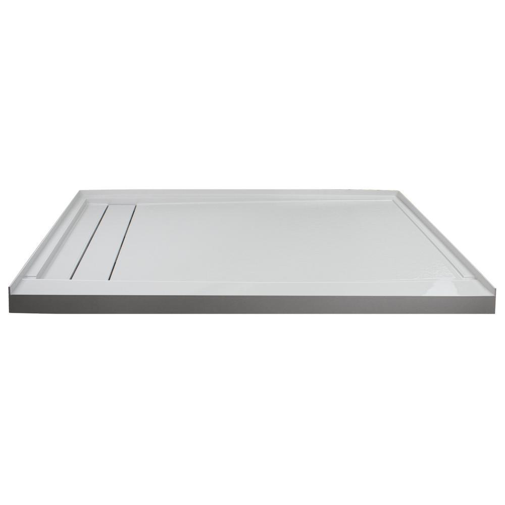 Linear 30 in. x 60 in. Single Threshold Shower Base with a Right Drain in Grey - Super Arbor