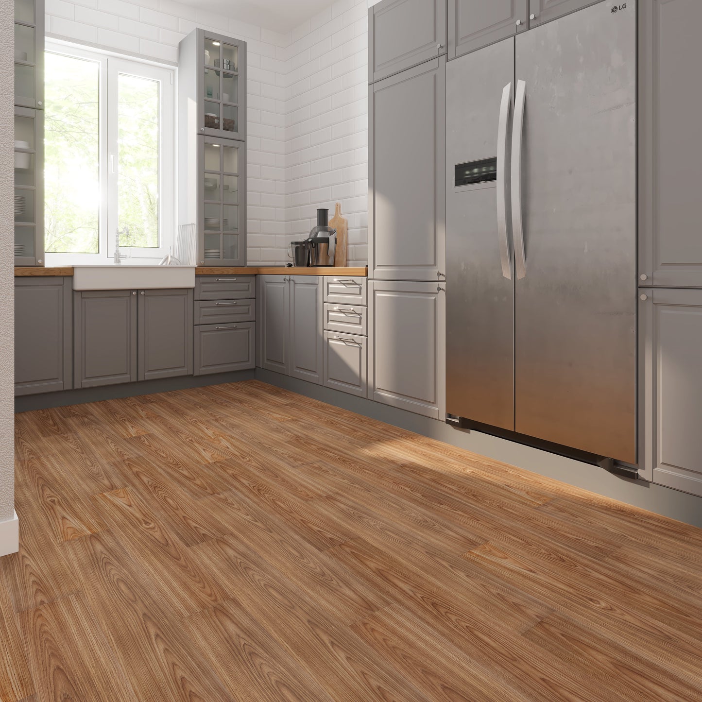 Lucida USA BaseCore Almond 6-in W x 36-in L x 2-mm Thick Waterproof Peel-and-Stick Luxury Vinyl Plank Flooring, 12-mil Wear Layer (54-sq ft/Box)