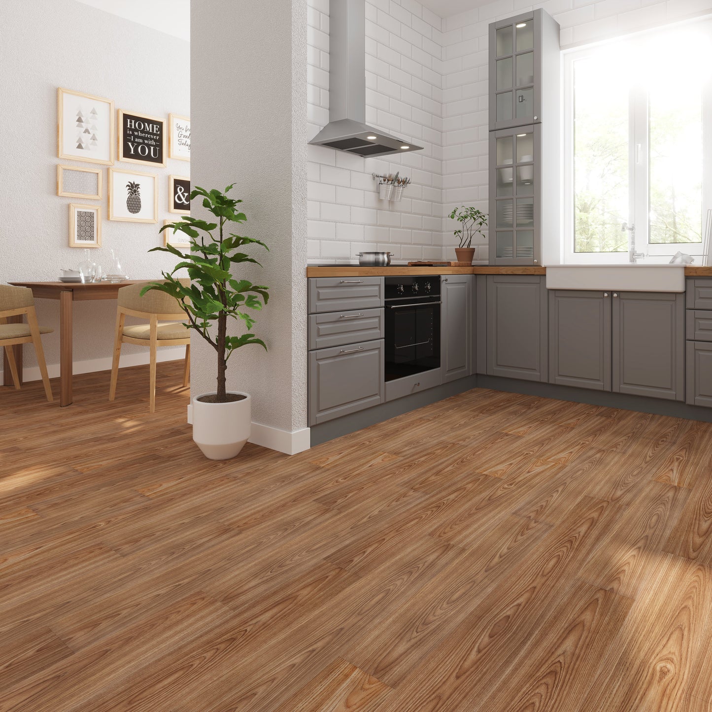 Lucida USA BaseCore Almond 6-in W x 36-in L x 2-mm Thick Waterproof Peel-and-Stick Luxury Vinyl Plank Flooring, 12-mil Wear Layer (54-sq ft/Box)
