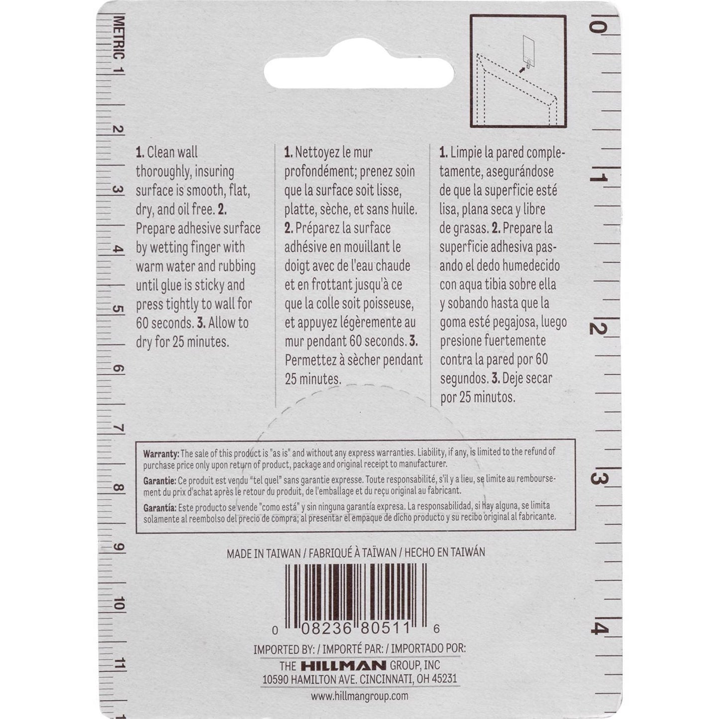 Hillman AnchorWire Steel-Plated Light Duty Adhesive Hangers, 2 lb Capacity, 5 Pack